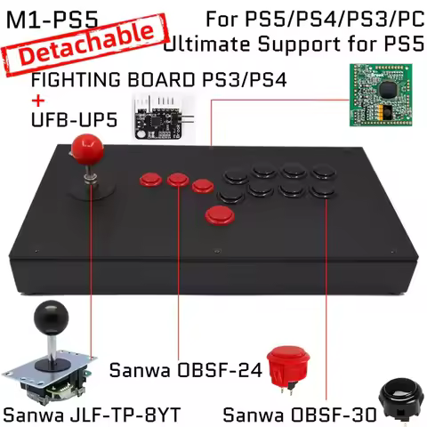 FightBox M1/M3/M7/M8/M9 All Buttons Hitbox Style Arcade Joystick Fightbox Stick Game Controller for PS4/PS5/PC Sanwa OBSF-24 30