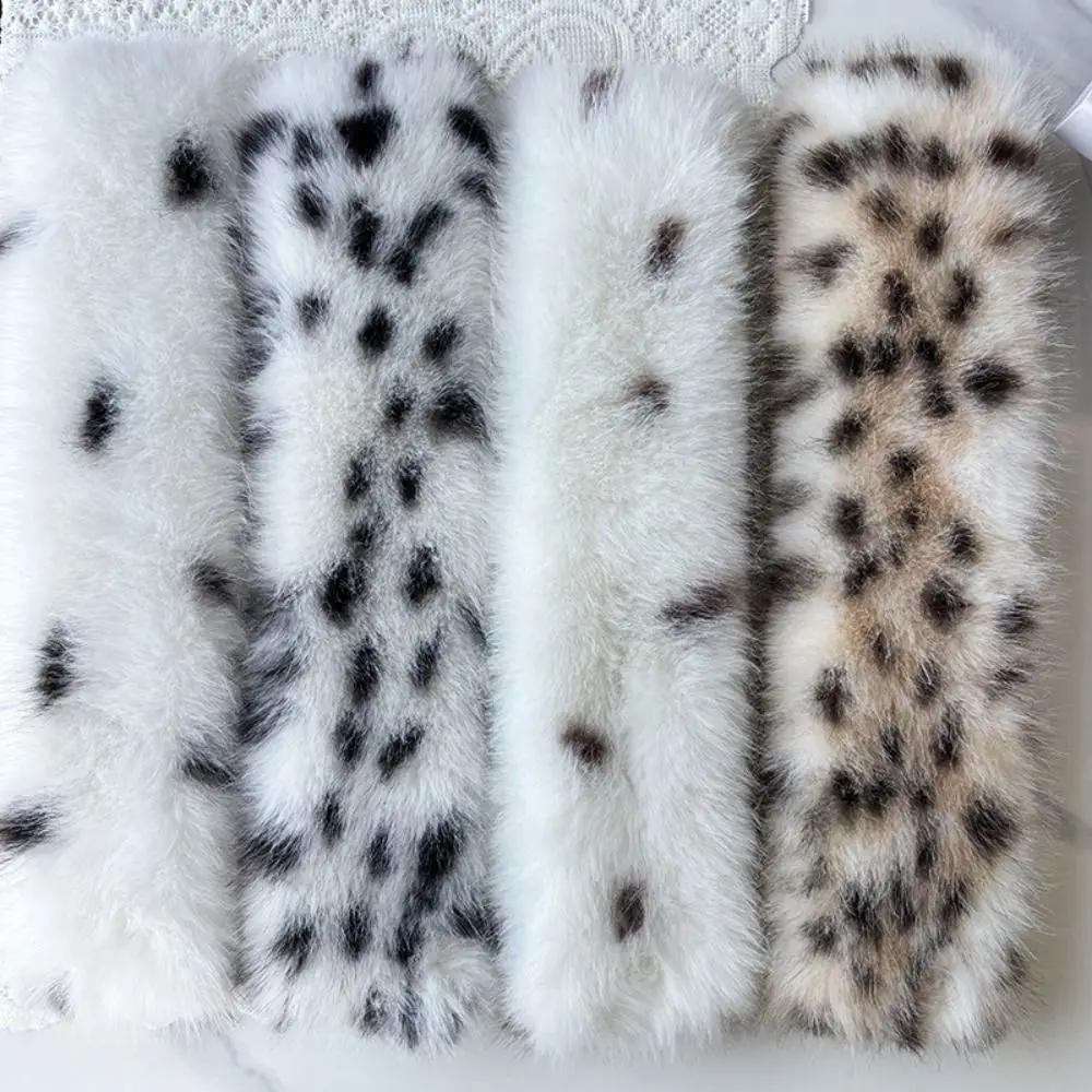 Vintage Thickened Scarf Soft Warm Lining Long Fur Scarf Lengthened Leopard Pattern Winter Scarf Outdoor Riding