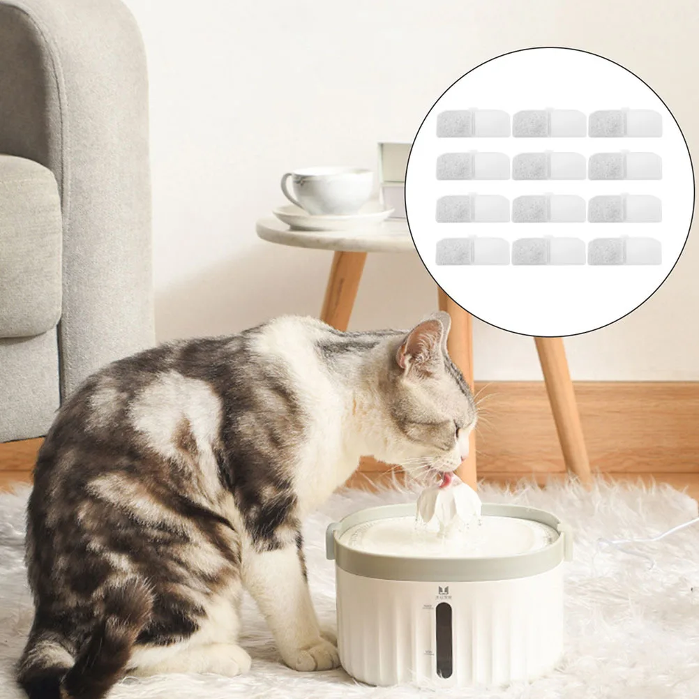 

12Pcs Pet Waterer Filter High-Grade Disposable Water Dispenser Replacement Mat for Dog Cat Fountain Supplies Dog Water Fountain