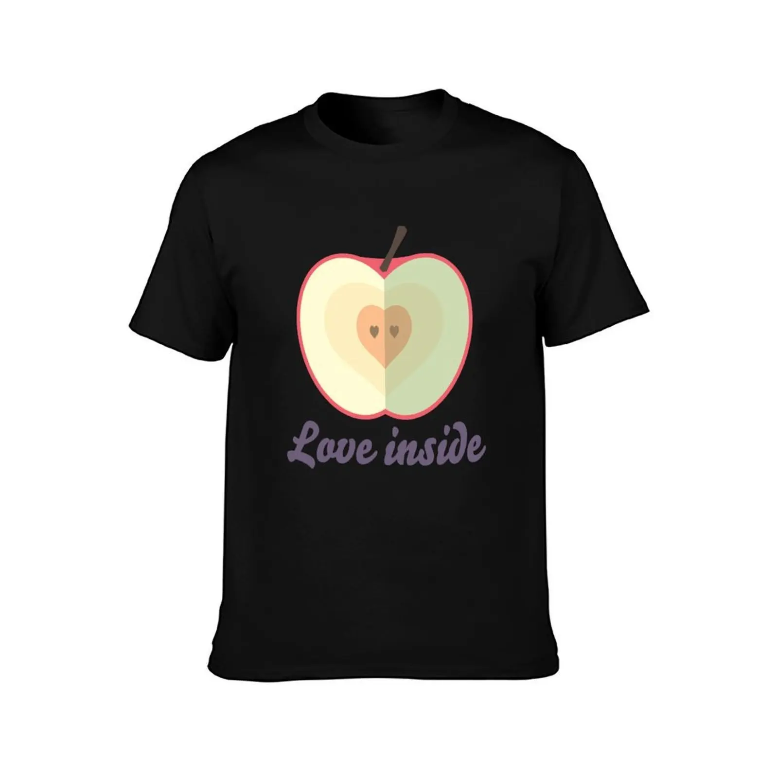 Love inside T-Shirt, Summer Casual Cotton Tee, Oversized Streetwear Tops, Vintage Graphic Print, Loose Fit Short Sleeve