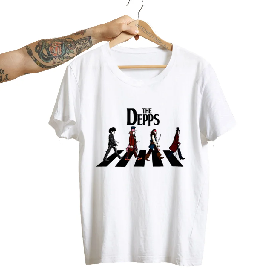 The Depps Johnny Depp Characters Crosswalk T Shirt Funny Woman Edward Scissorhands Magician Pirate Graphic Tshirt Streetwear Tee