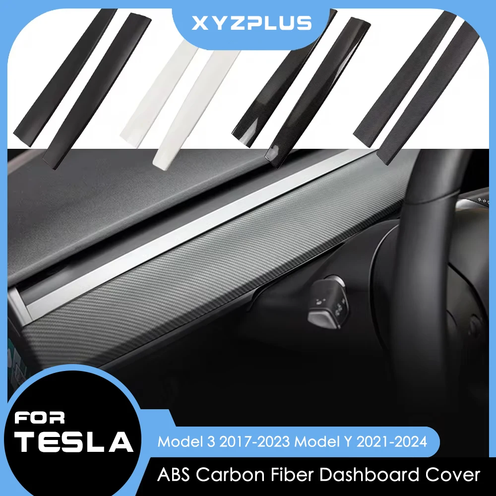 Xyzplus-Garniture de console centrale de voiture en fibre de carbone ABS, couverture de panneau Prada, accessoires latéraux de porte, modèles 3 et