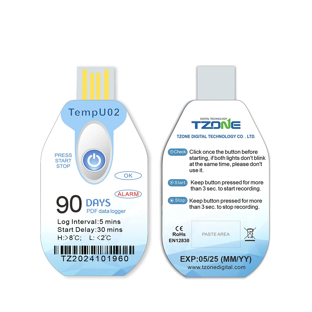 10000 نقطة استخدام واحد USB 90 يومًا مسجل بيانات درجة الحرارة والرطوبة تقرير PDF سجل منفذ USB مع إشارة LED #6