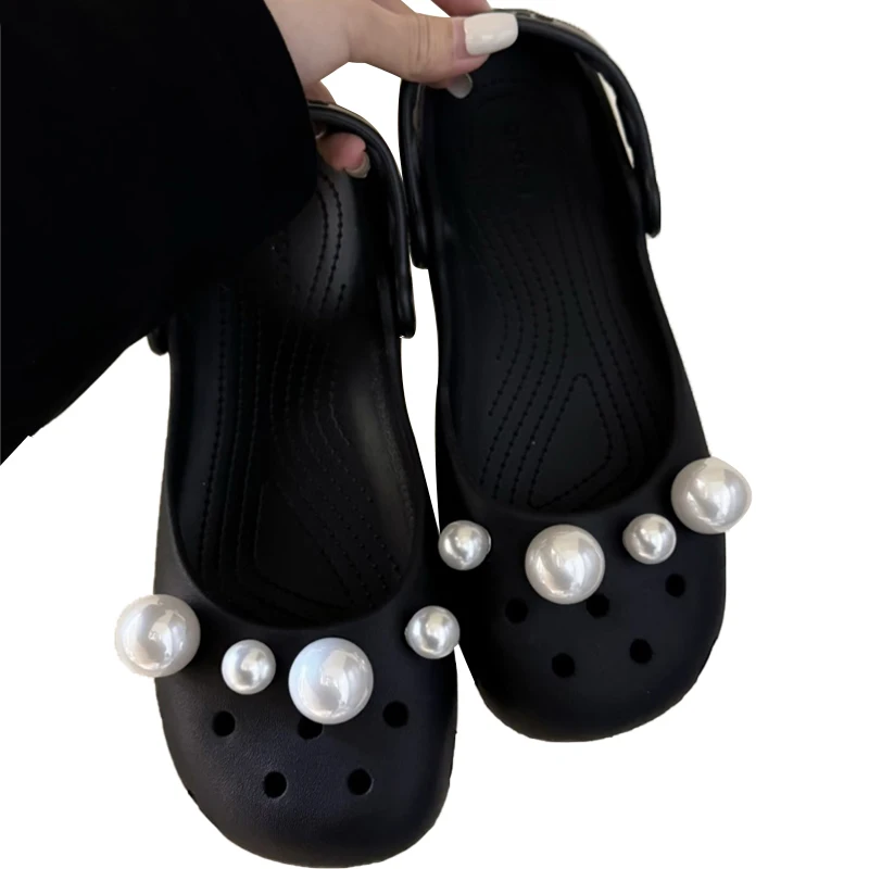 Nuevo Set de Zapatos de Ballet Retro para Mujer, Accesorios de Lujo para Zapatos con Perlas, Paquete de Charms para Zapatos, Accesorios DIY con Perlas, 1 Set
