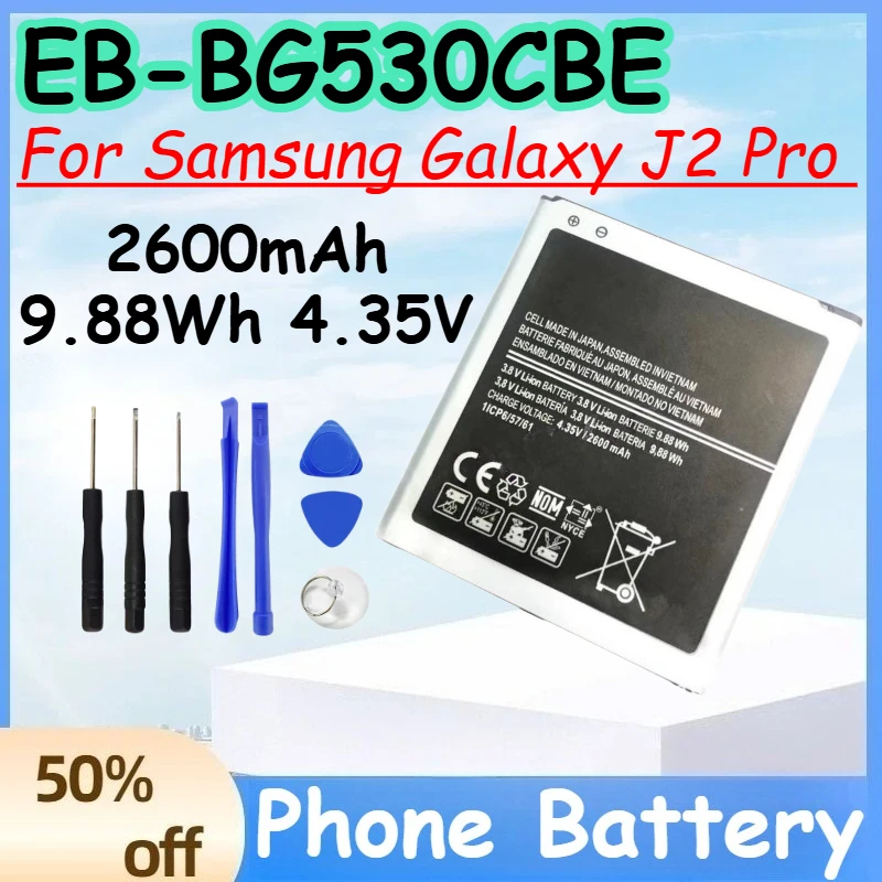 

EB-BG530CBE 2600mAh 9.88Wh 4.35V Battery for Samsung Galaxy J2 Pro Replace Mobile Phone Battery+Free Tools