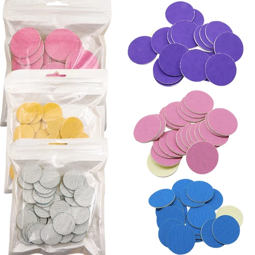 Papel de lija de 5 colores, 50/Uds., herramientas para el cuidado de los pies y pedicura, 15mm, 20mm, 25mm, 35mm, broca para uñas, disco, callos de salón reemplazable