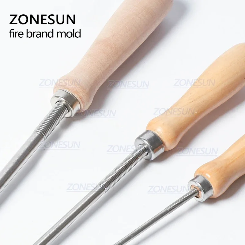 Zonesun 5/8/10mm cabo de madeira logotipo personalizado carimbo comida bolo biscoito marca ferro couro queima de madeira molde ferramenta de carimbo