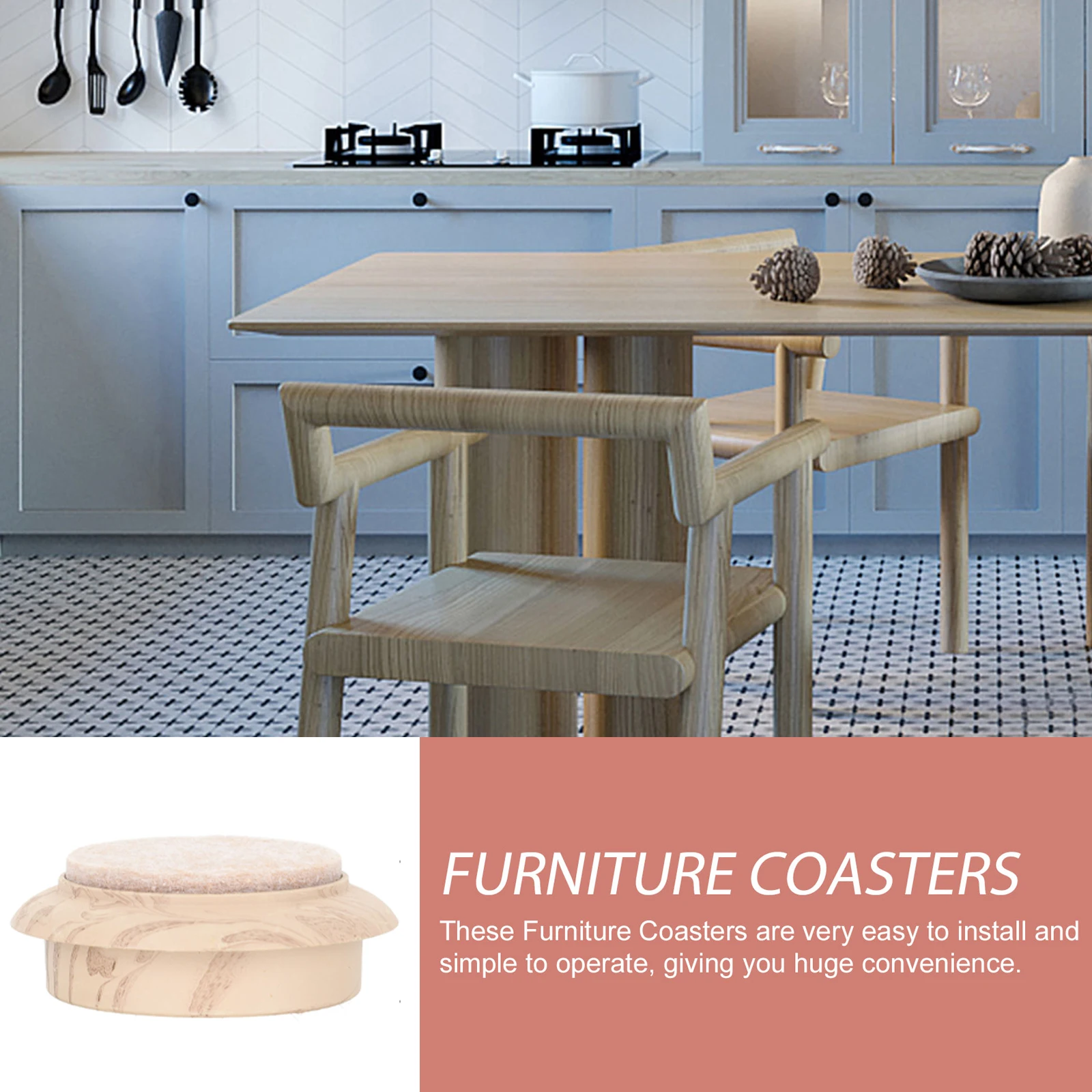 

4Pcs Wood Grain Furniture Coasters Furniture Caster Cups for Hardwood Floor Chair Leg Pads Protector Caster Cups