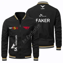 Veste de bombardier SKT Rack Esports Team pour hommes, ensemble d'équipe de soutien, FAKER Fan imbibé, LOL Global Finals, mode décontractée, nouveau