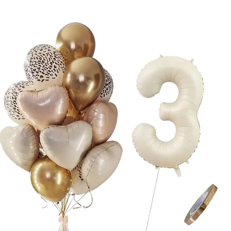 

Happy Birthday Balloons Caramel Cream Number Ballons 1 2 3 4 5th Girl Birthday Wedding Accessories Baby Shower Decorations