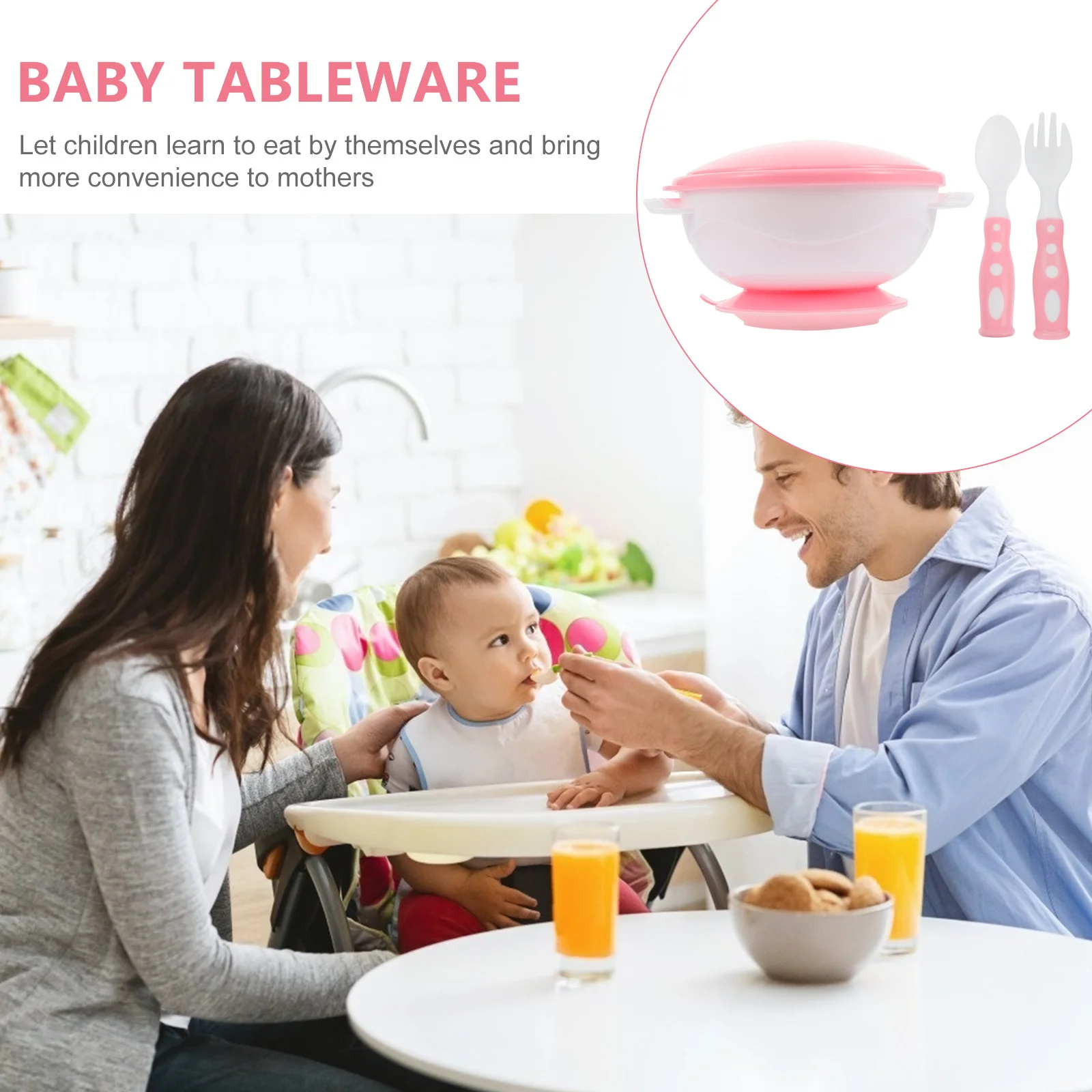 

1Set Toddler Feeding Bowl Suction Cup Anti Slip Baby Bowl Set Fork Spoon Durable Kids Tableware Baby Tableware