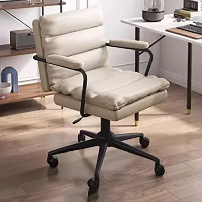 Chaise de bureau à roulettes en cuir pour gamer, coussin dorsal à cussion, jeux d'ordinateur à domicile, ensembles de meubles de jardin de luxe