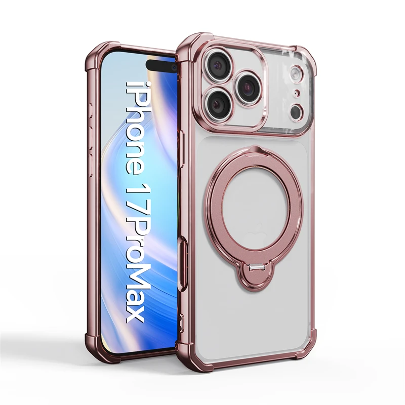 Metallring-Ständer Magnetische MagSafe-Schutzhülle für iPhone Air 17 16 E 15 14 13 Pro Max 17E 16E 17Pro I Phone Stoßfeste Hülle