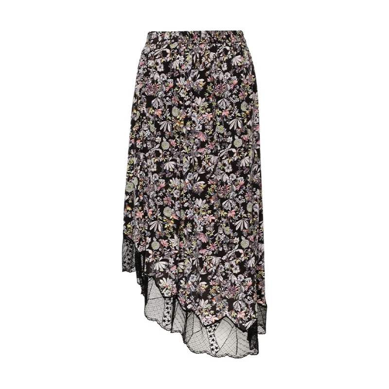 

Zadig Women Summer Floral Design Half Skirt Elegant Silk Jupe Female Classic Elasticat Slim Midi Skirt Cool Fashion Half Dress