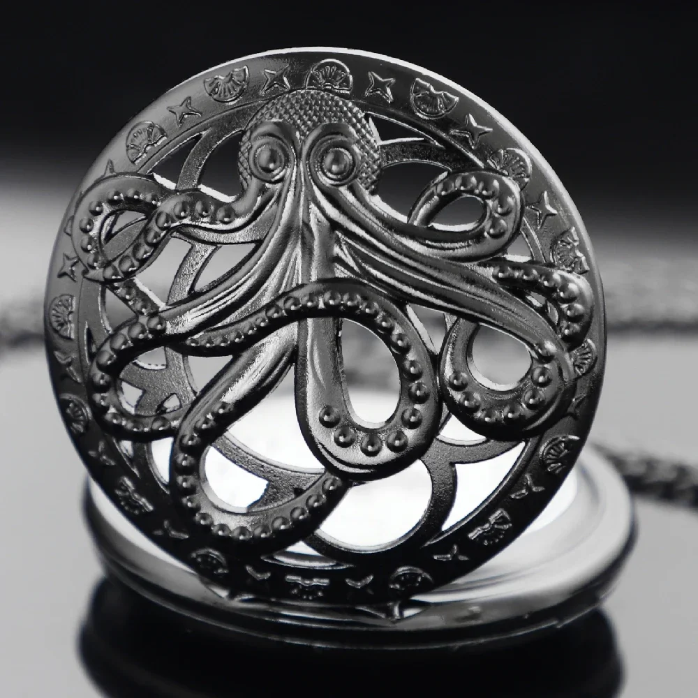 الأخطبوط الجوف ريترو خمر ساعة الجيب الكوارتز سلسلة قلادة ساعة قلادة الساعات للرجال النساء الاطفال هدايا فريدة من نوعها #5