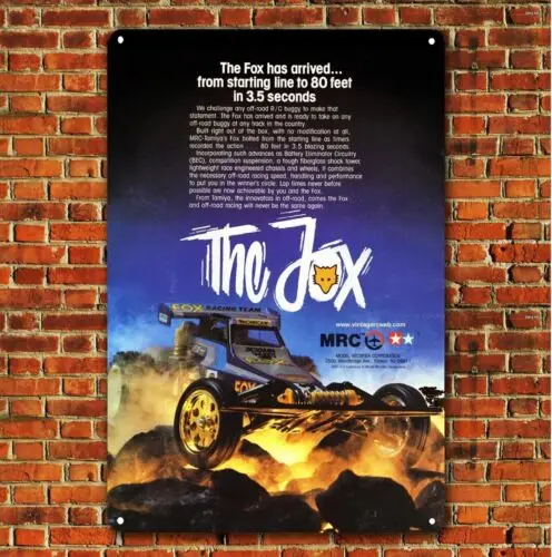 Metal Poster Vintage Rc Car Tin Sign Plaque Tamiya The Fox Buggy