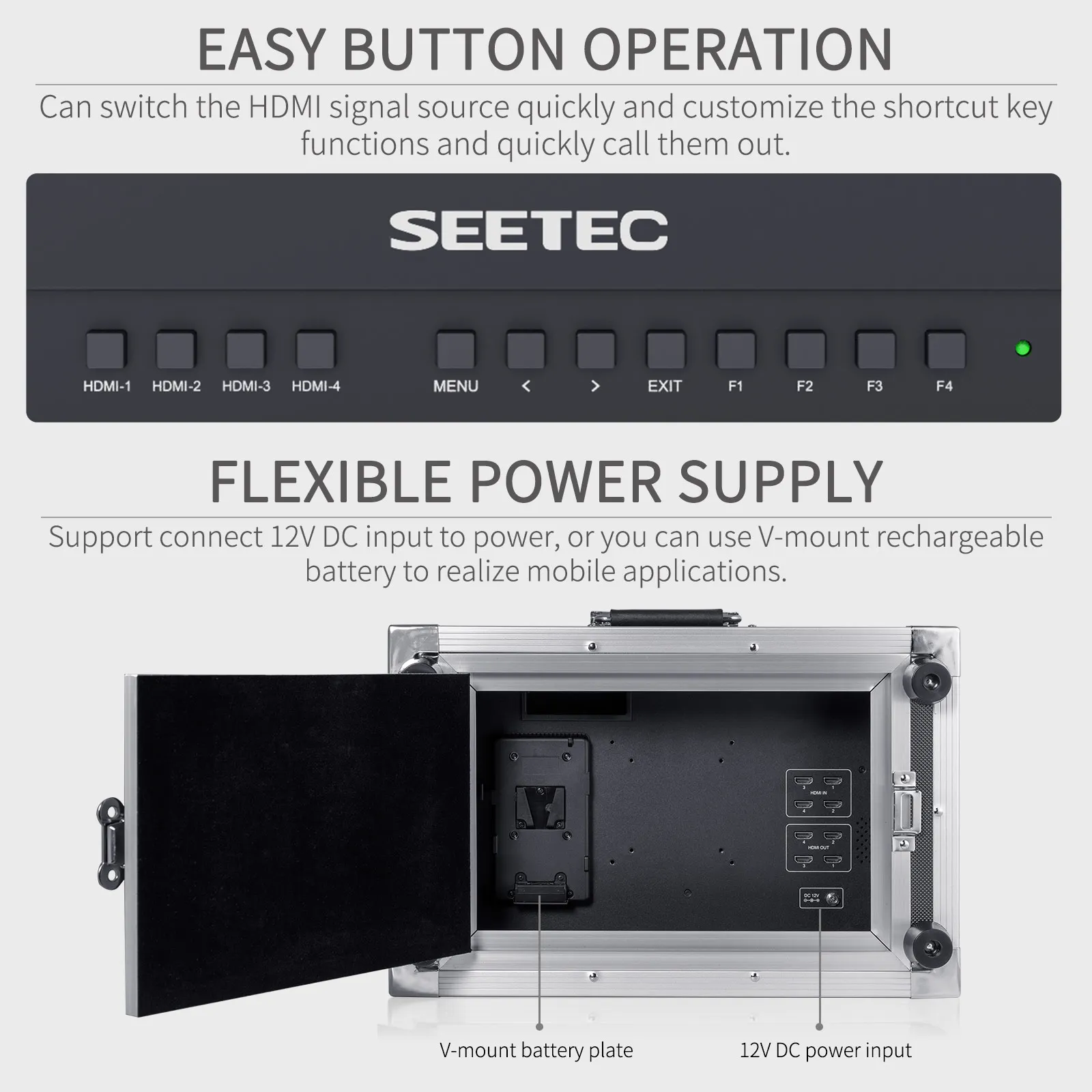 SEETEC ATEM156-CO 15.6 4K HDMI Multiview Carry-on Live Streaming Broadcast Director Monitor for ATEM Mini Mixer Pro LCD Monitors