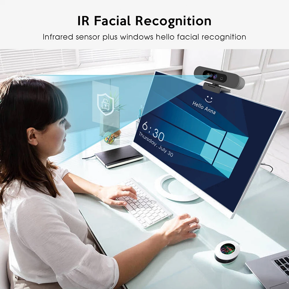 Imagem -03 - Toallin Windows Hello Webcam 1080p Câmera de Computador Reconhecimento Facial Foco Fixo para Streaming e Conferência com Capa de Privacidade