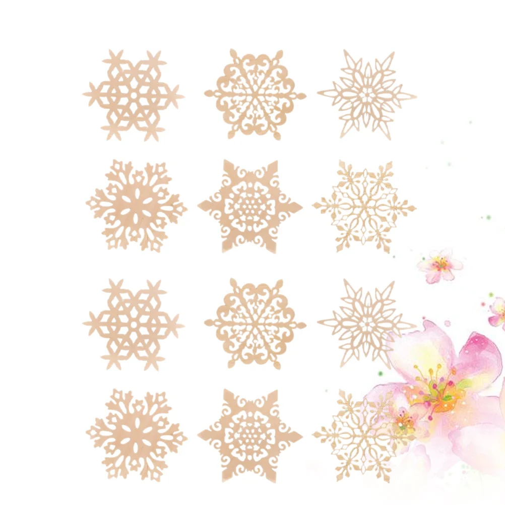 

12pcs Wooden Coasters 12Cm Snowflake Cup Mats For Table Protection Christmas Decor Drink Pads Kitchen Party Home Bar Supplies