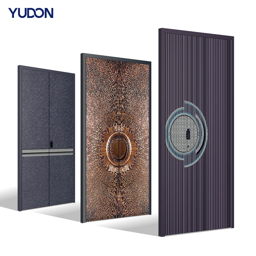Modern Aluminum Alloy Entry Door with Fire Prevention Waterproof & Soundproof for Apartment Hotel Villa Exterior & Outdoor Use