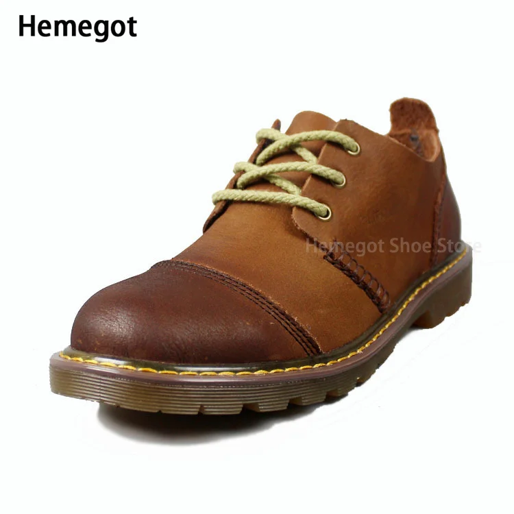 Brown Low Top Lace-Up Casual Leather Shoes for Men Black Leather Round Toe Low Top Thick Sole Big Head British Business Shoes