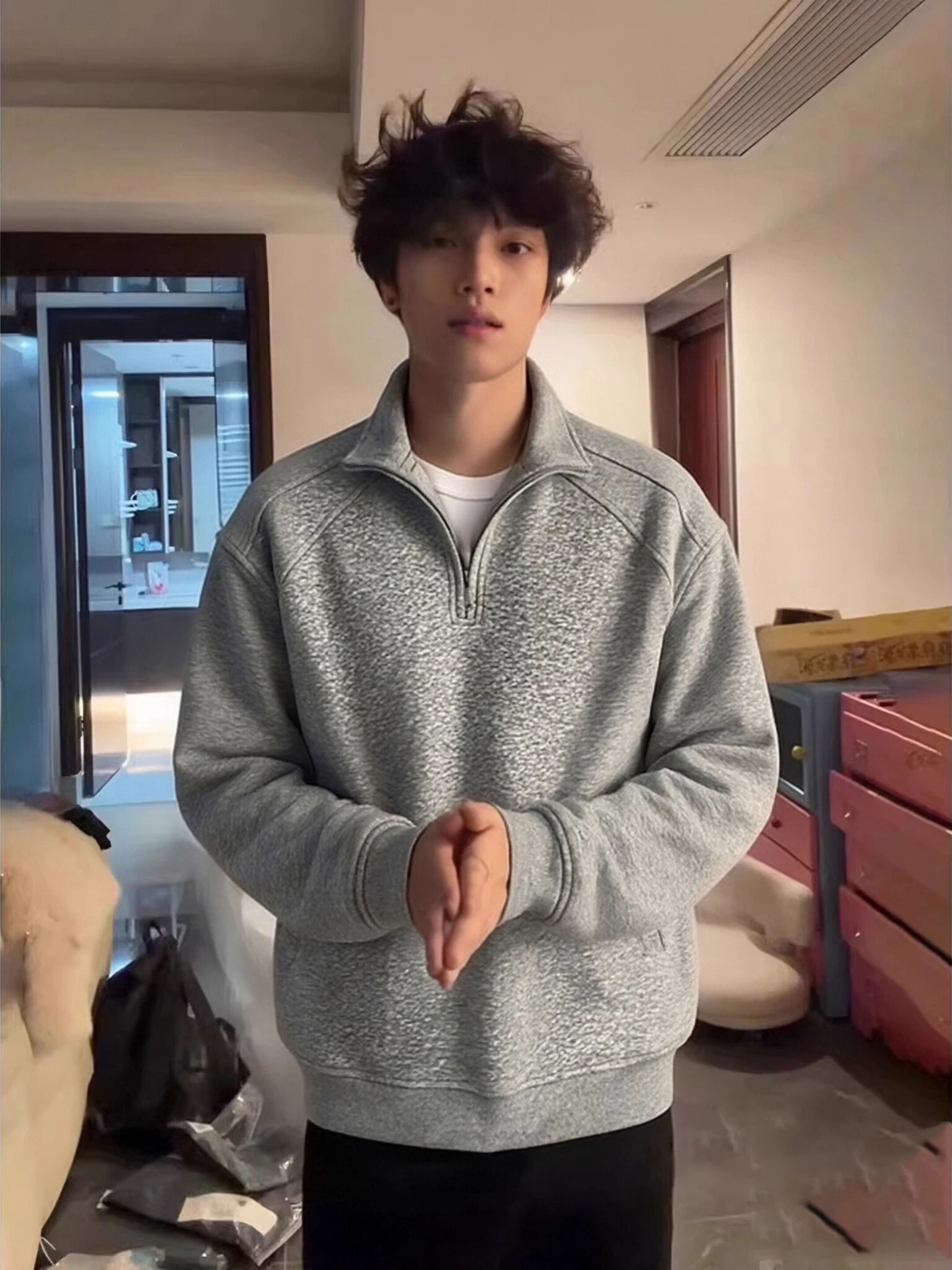 

Мужская толстовка на молнии в американском стиле, с длинным рукавом, весенняя, утепленная, свободного кроя, с усиленной внутренней футболкой, для дома и повседневной носки