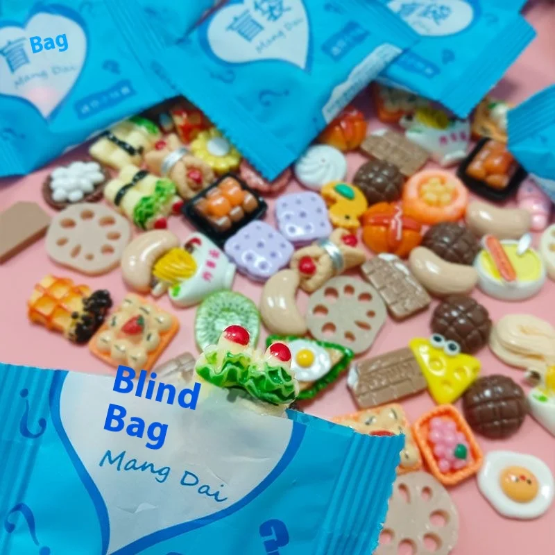 100 Mini Resin Food Blind Bags Home Kitchen Ornaments Children's Favorite Blind Boxes Snacks Desktop Decorations Randomly Sent