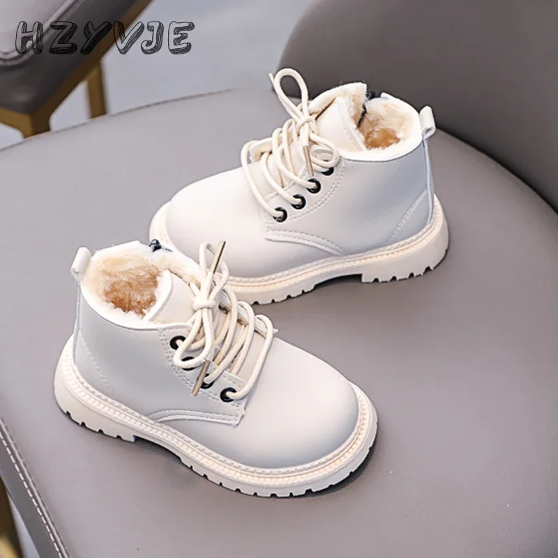 Inverno bambini con stivali in pelle di peluche ragazzi Casual sport stivaletti ragazze antiscivolo stivali da neve scarpe Casual in cotone per