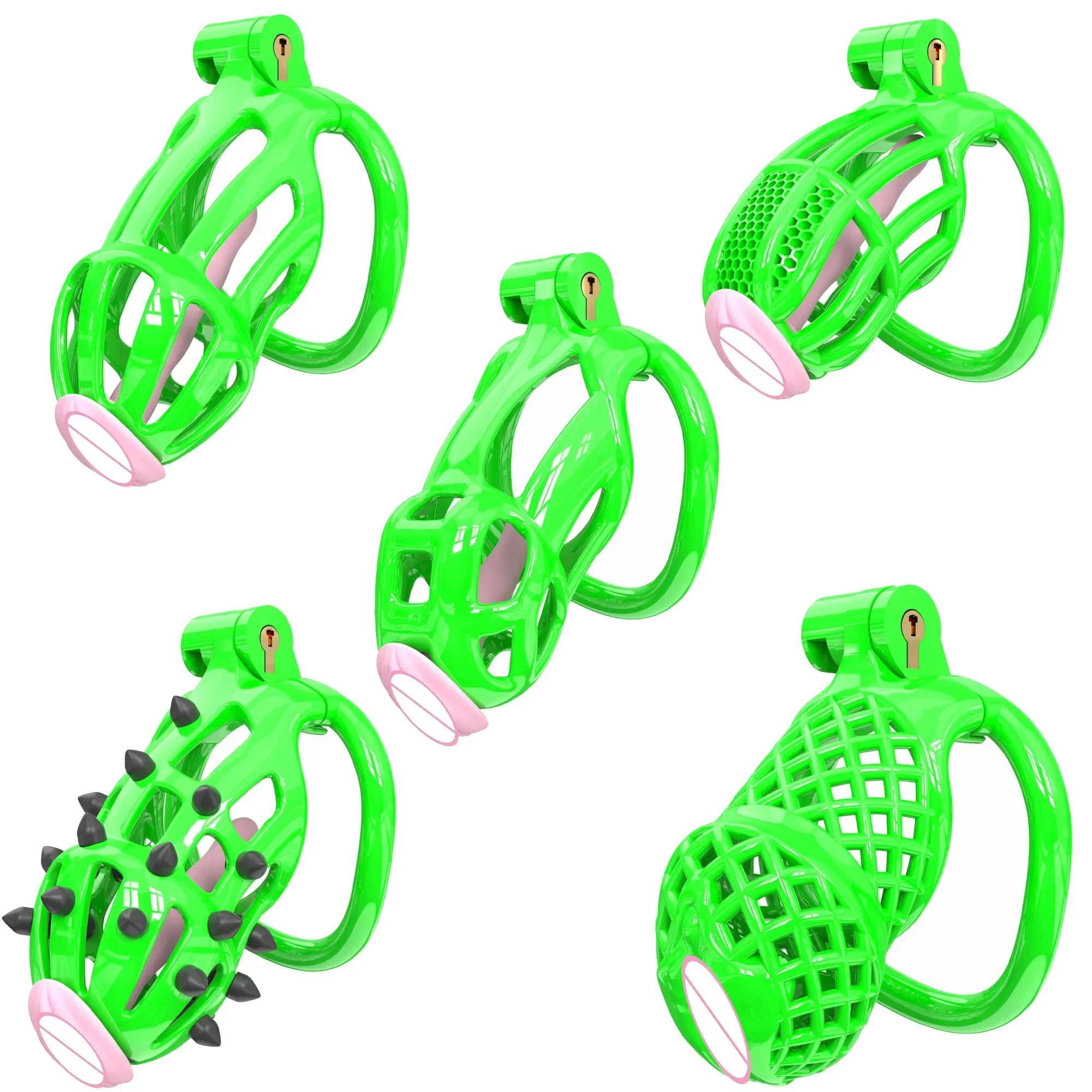 2026년 신제품 맘바 정조대 남성용 성기 케이지 5개의 페니스 링 포함 BDSM 정조대 탈출 방지 잠금 장치 성인용품 18+