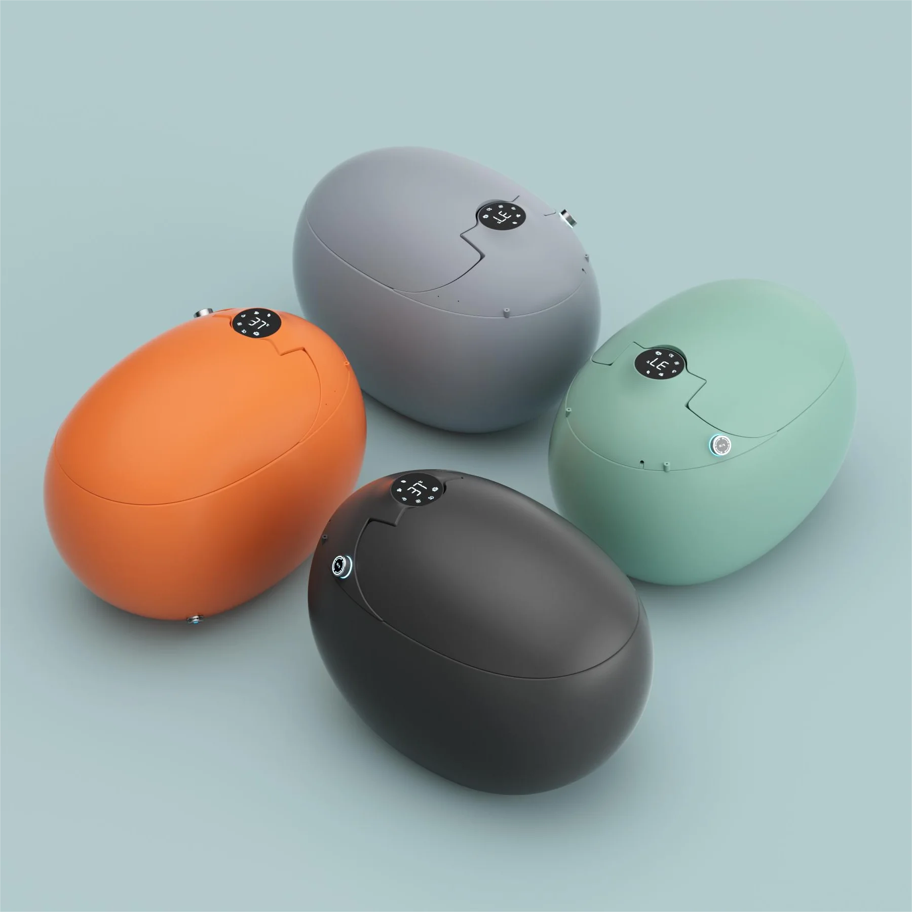 

Modern design integrated ceramic smart set flush available orange beige gray green black bidet egg