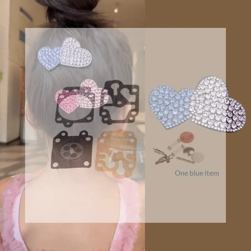Lovely Princess Double Heart Kids Hair Barrettes Non-slip Girls Hair Clips for School Daily Wear Party Dress Up