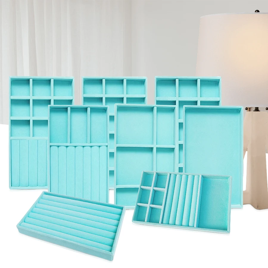 Jewelry Storage Box Earring Ring Necklace Brooch Holder Flannelette Jewelry Display Box Necklace Classification Organizer
