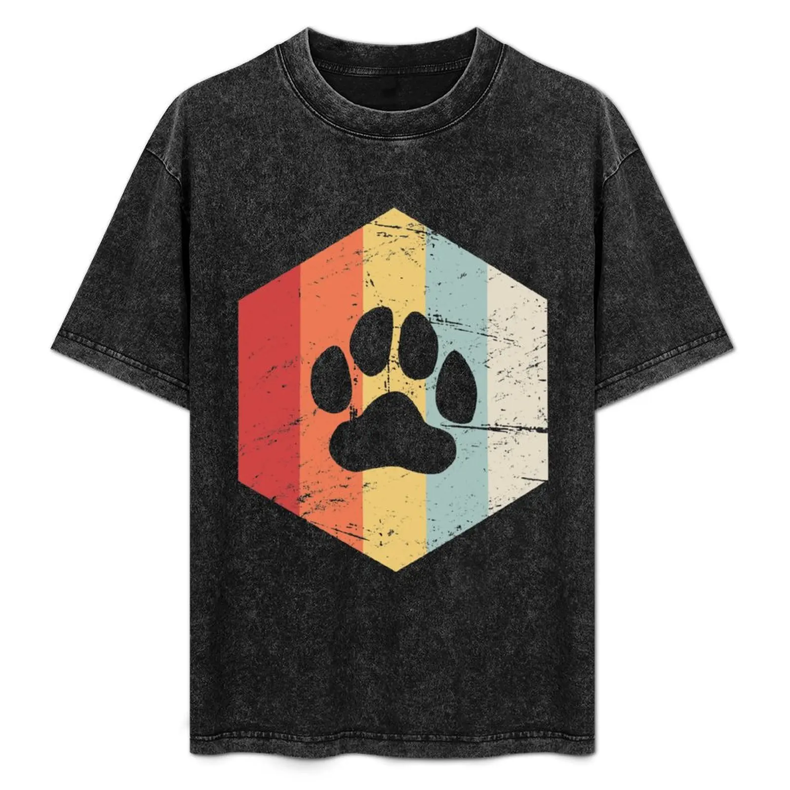 

Retro Vintage Furry Paw Print T-Shirt All Match Print Short Sleeve Top