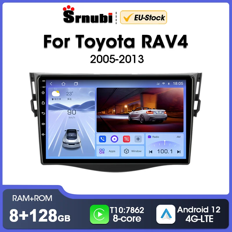 Srnubi Android 12 Car Radio For Toyota RAV4 Rav 4 2005-2013 Multimedia Player 2Din Carplay DSP Navigation GPS 4G Head Unit