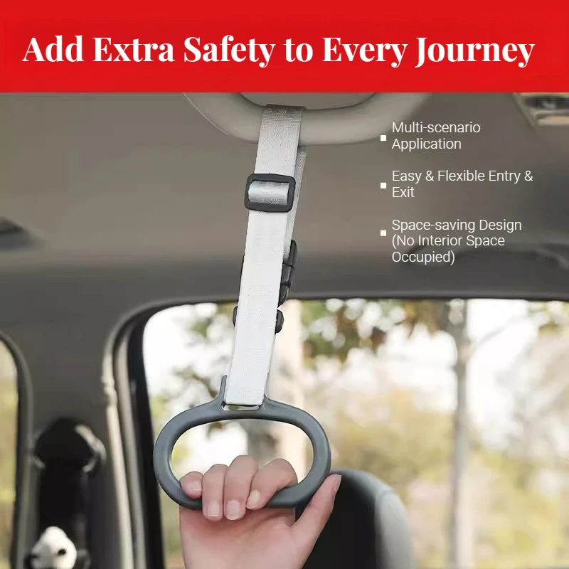 Car Rear Seat Support Handle, Safety Assist Handle for Pregnant, Elderly, Disabled, Kids Getting on & Off Vehicle