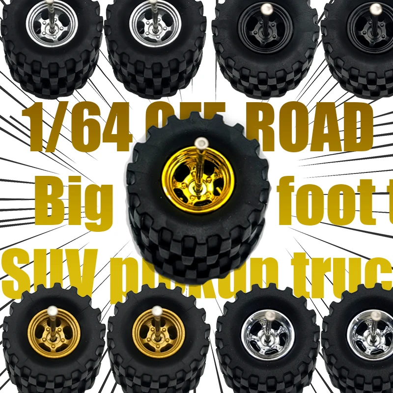 1/64 Wheels with Detachable All terrain Rubber Tires S Size for Toy Model Cars Refiting Parts for Hotwheels (5 Sets for 5 cars))