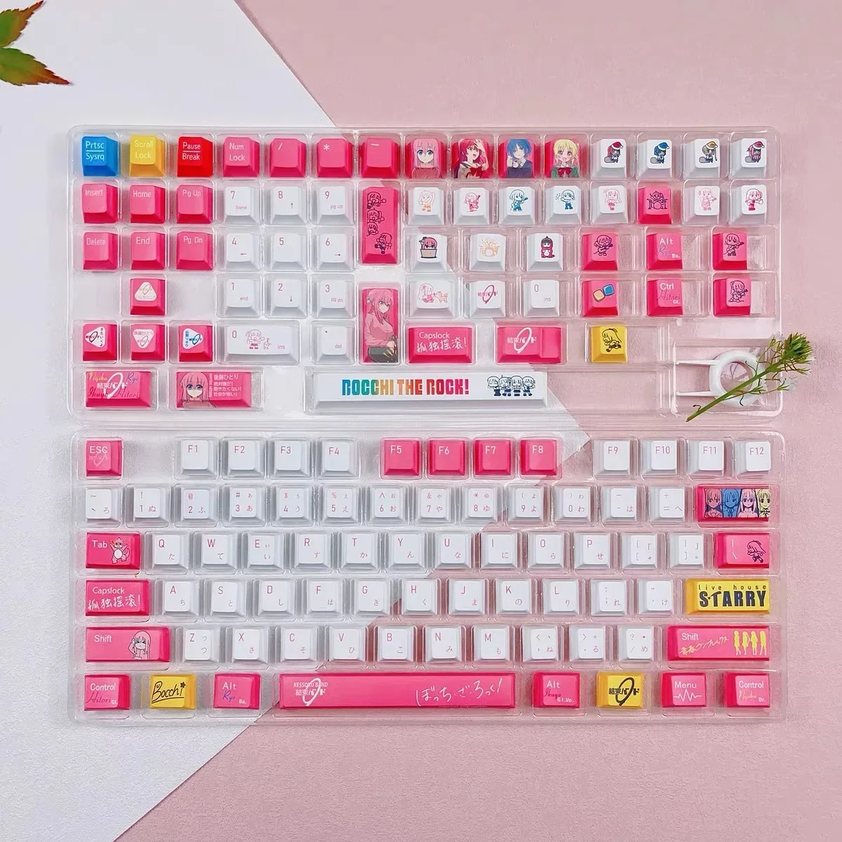 Korean Keycaps Anime Hitori Gotoh 138 Keys PBT Dye Subbed Cartoon Gaming Key Caps BOCCHI THE ROCK Backlit Keycap for ANSI Layout