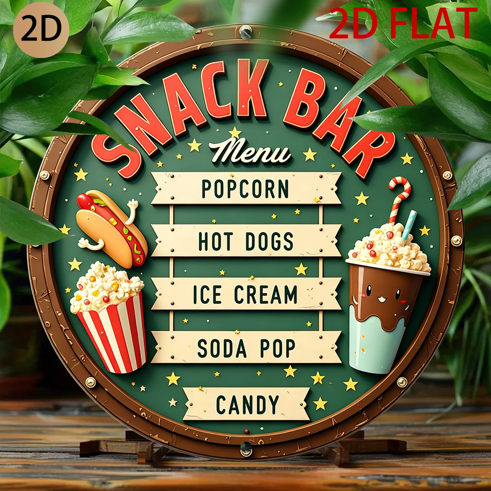 Food Snacks Menu - 2D 플랫, 2D 플랫 원형 스낵바