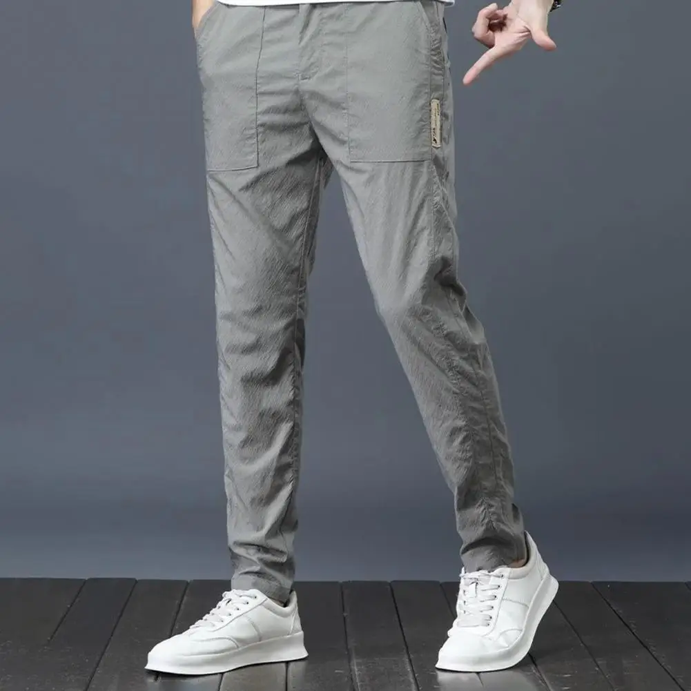 Men's Ice Silk Ultra-thin Casual Pants Korean Trendy Versatile Loose-fit Straight-leg Summer Thin Style Quick-dry Pants Daily