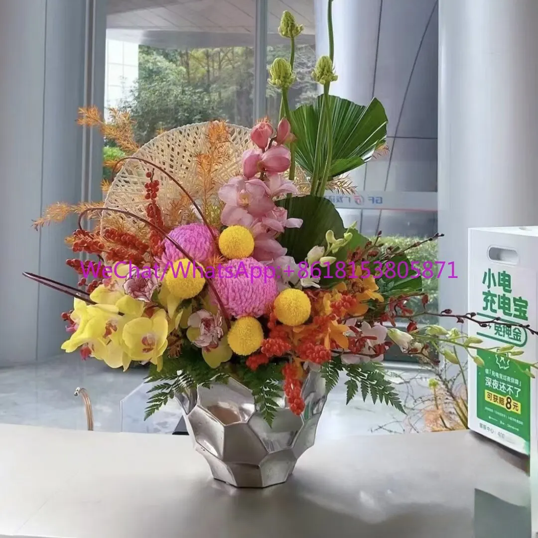 Modern simple gold and silver ceramic flower pot species Phalaenopsis living room flower arrangement decoration