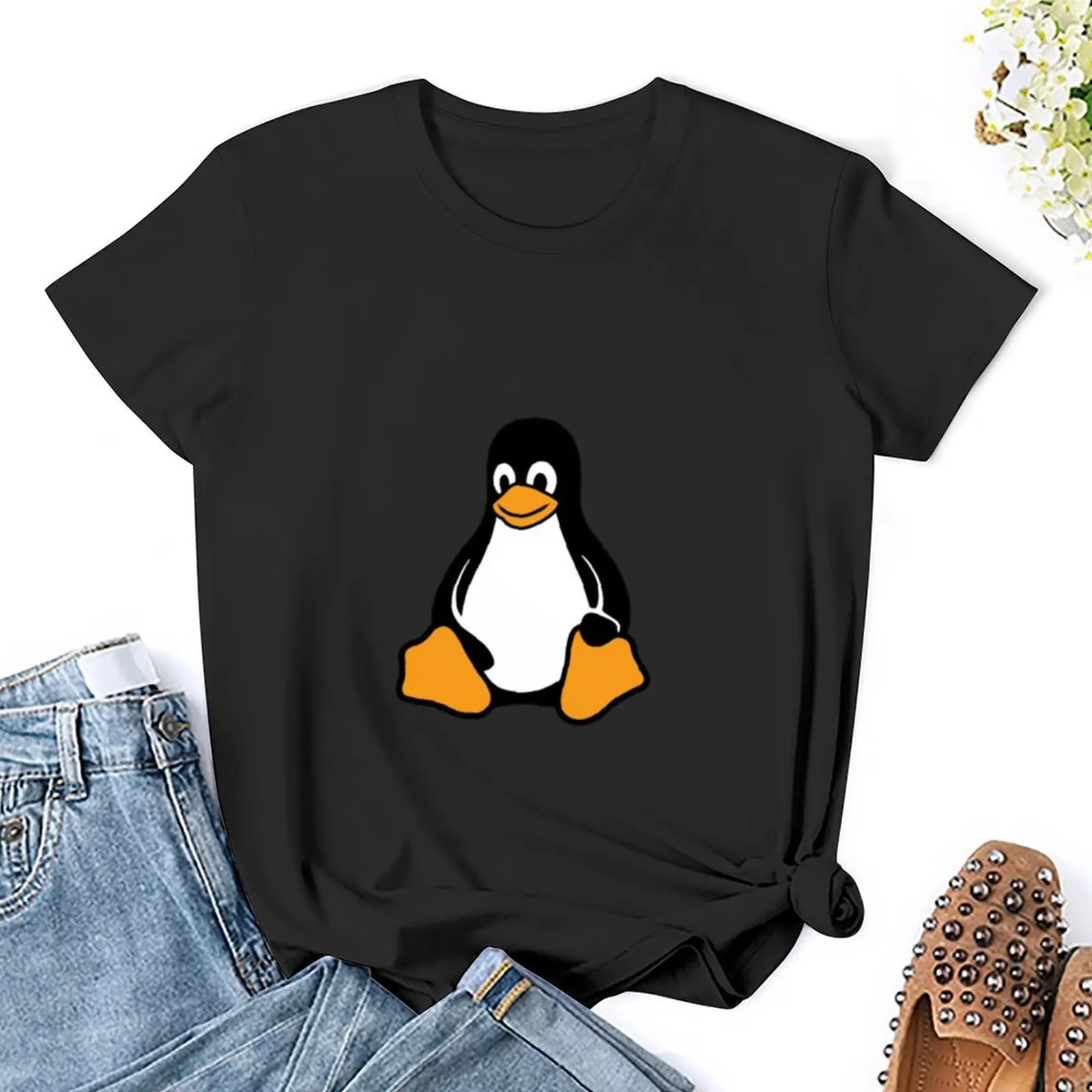 Camiseta de Linux tux pingouin para mujer, top de verano, vestido con gráfico