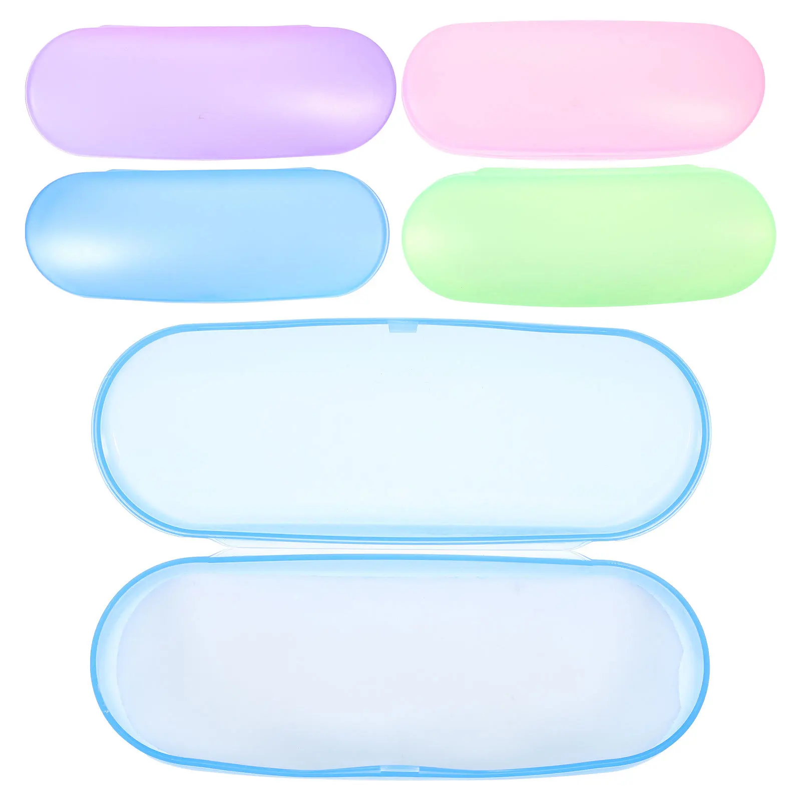 

5Pcs Eyeglass Box Plastic Transparent Lightweight Durable Portable Storage Glasses Case for Travel Sunglasses Glasses Case