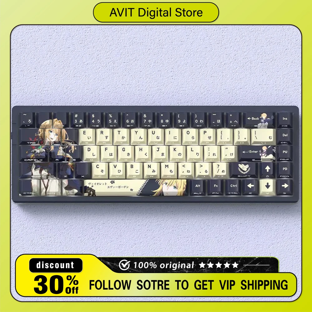 Violet Evergarden Keycaps PBT Dye-Sublimation Keycaps Cute Anime Side Print Translucent Custom Keycap ESC Personalized Gifts
