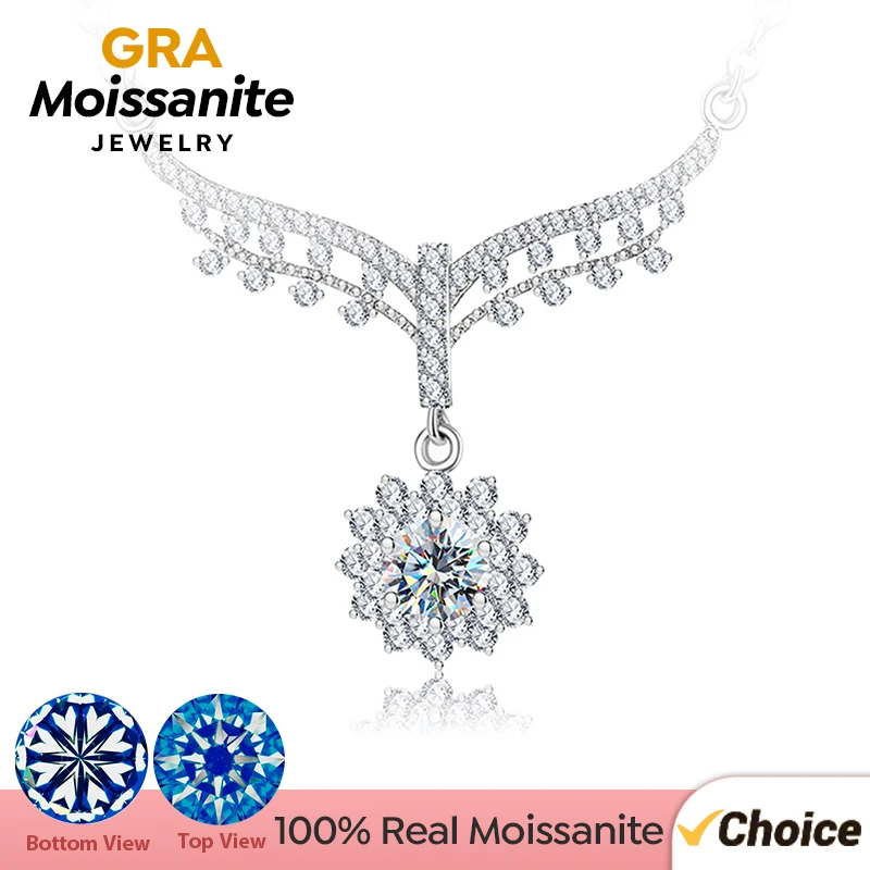 

GRA 0,5 карата Муассанит с бриллиантом «Рыбий хвост» подвеска в виде солнечного цветка ожерелье для женщин настоящая цепочка из стерлингового серебра 925 пробы роскошные ювелирные изделия