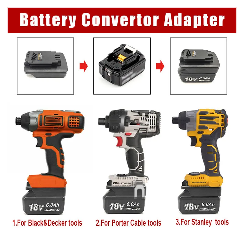 Battery Adapter For Makita 18V Lithium Battery To For Black&Decker/Porter Cable/Stanley 18V 20V Battery Tool Converter