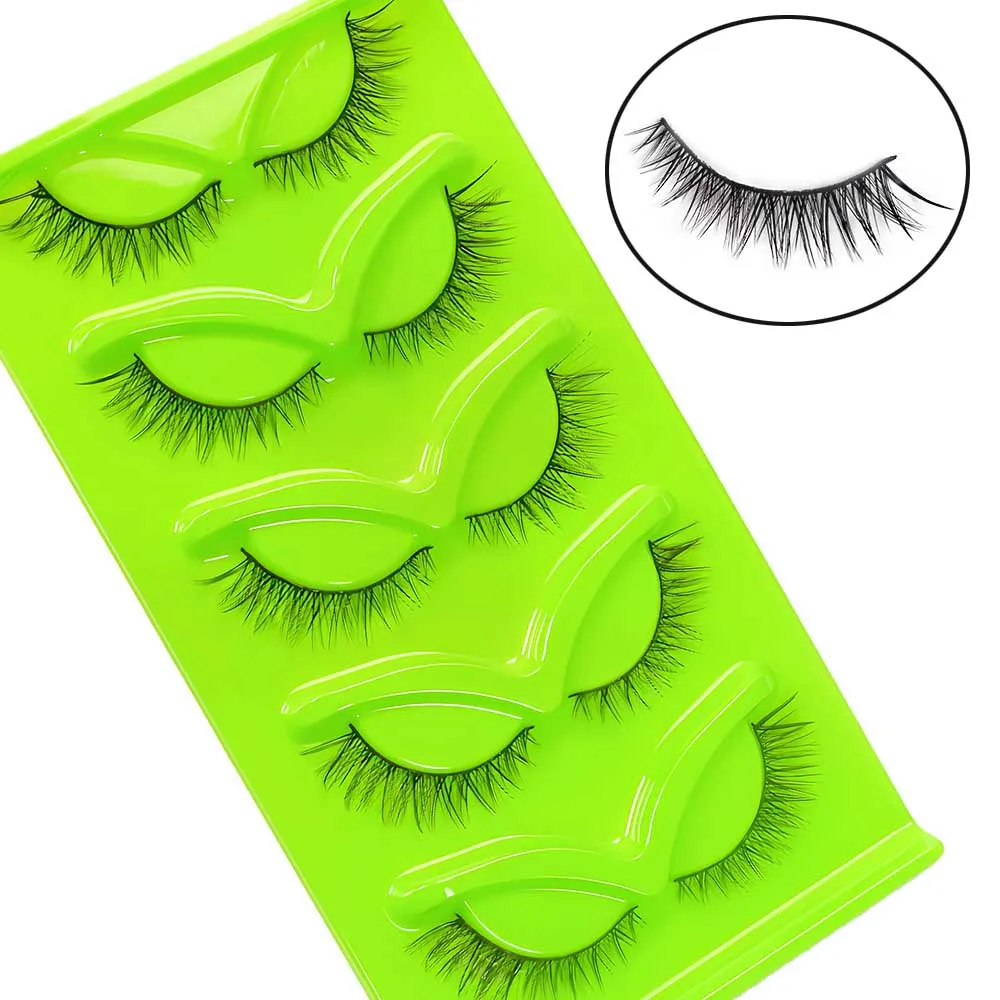 5 paia di ciglia corte stile volpe con code spesse e simulate, ciglia finte naturali quotidiane europee e americane