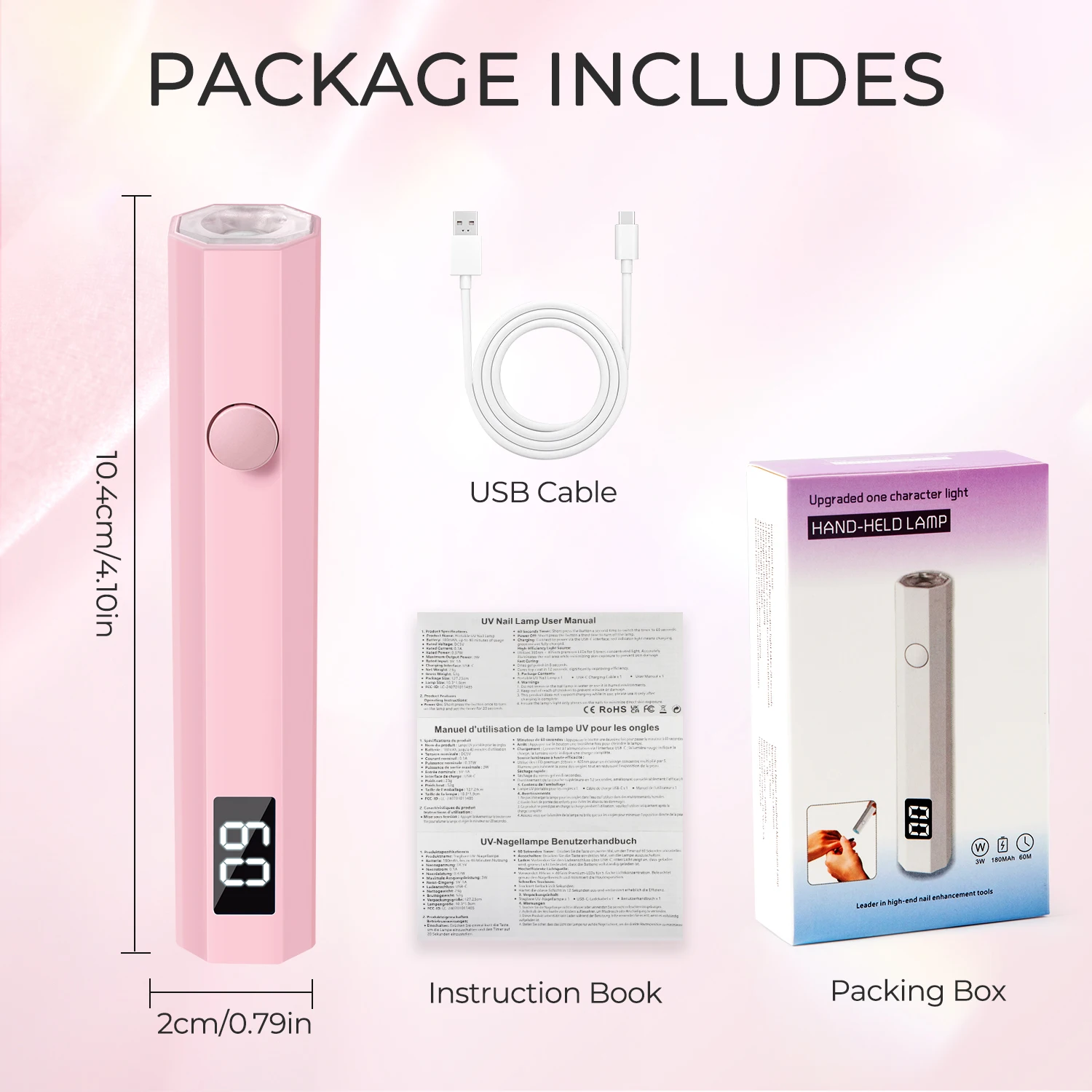 مصباح أظافر صغير محمول باليد لطلاء الجل، قلم مصباح يدوي سريع الجفاف، ماكينة تجفيف أظافر USB من النوع C، مصباح أظافر LED للشحن بالأشعة فوق البنفسجية