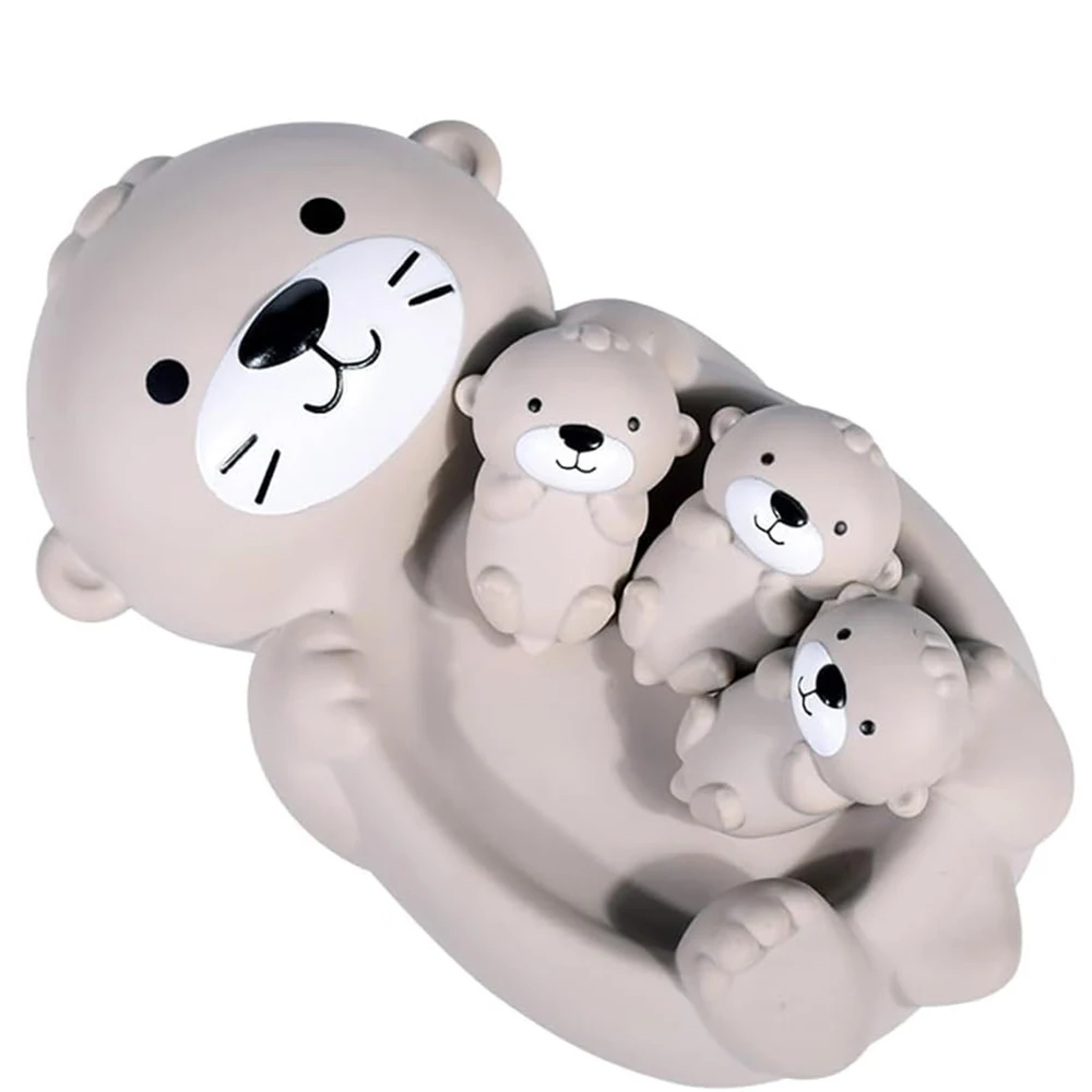 Otter Bath Toy Set Lovely Otter Family Bathroom Toy Parent-Child Otter Floating Water Toy Soft Squeeze Bathtub Toy for Babies