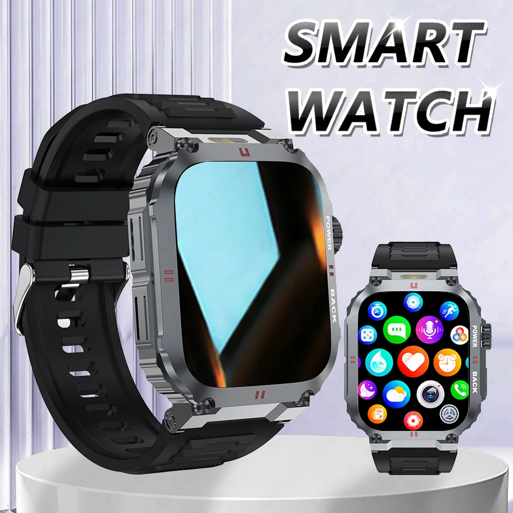 

2025 Men's Outdoor Sport Smartwatch 110+ Sport Mode LED Flashlight Bluetooth Call Waterproof Fitness Smart Watch For Android IOS
