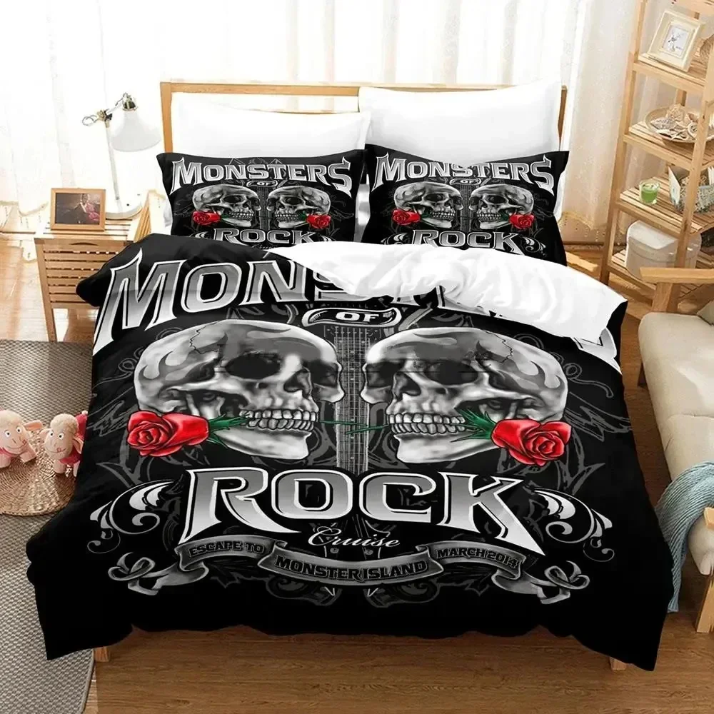 

Rock Machine Motorcycle Club Bedding Set 3D Printed Suitable for Bedroom Duvet Cover Set With Pillowcases Kids Home Textile